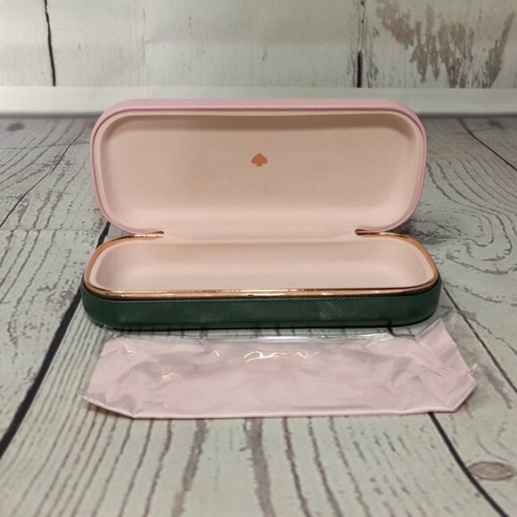 Kate Spade New York Eyeglass Sunglass Hard Case Pink Green With Cloth - Picture 8 of 11